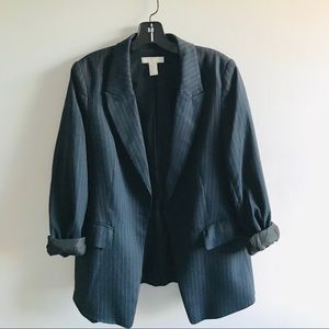 🍂H&M Navy Blue Pinstripe Wool Blazer Coat Jacket